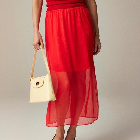 J.Crew Gwyneth Layered Slip Skirt Crinkle Chiffon Midi Date Holiday CH412 NWOT - Picture 1 of 13